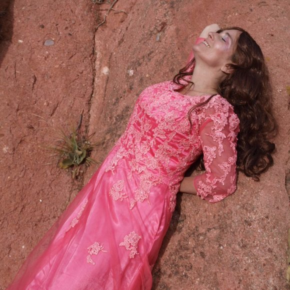 Long Coral Dress BY HAPPY WEDDING SIZE 14 NEW - Picture 5 of 13